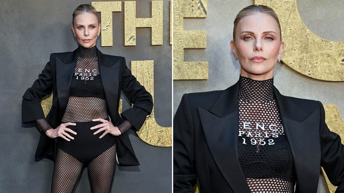 Charlize Theron turns heads in sheer fishnet catsuit ahead of milestone 50th birthday