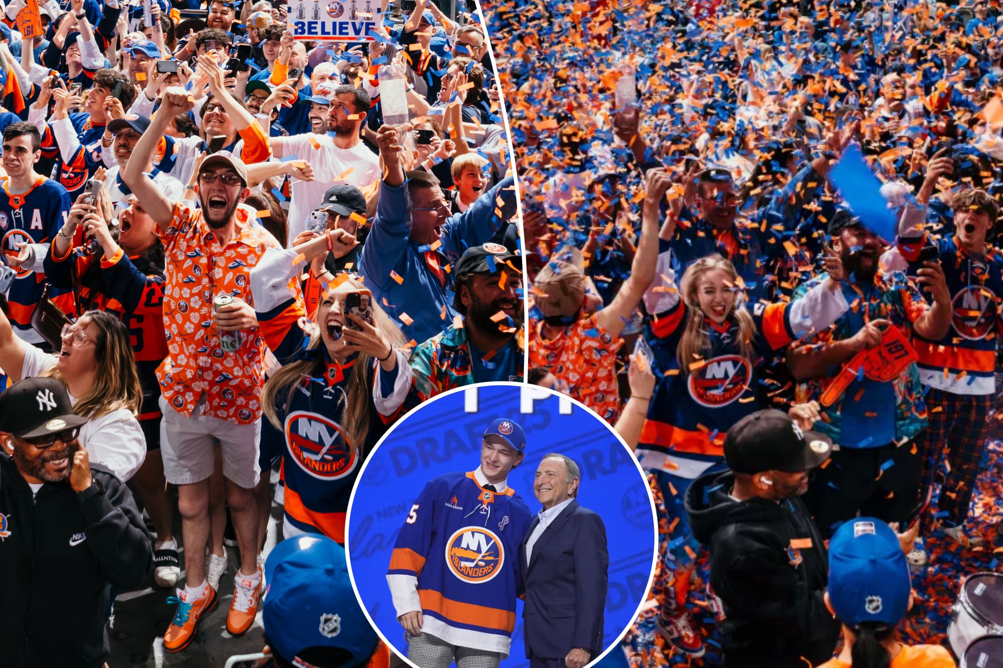 Islanders fans celebrate start of Matthew Schaefer in grand fashion at UBS Arena NHL draft party