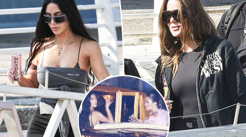 Kim and Khloé Kardashian spotted leaving Venice after Jeff Bezos, Lauren Sánchez’s M wedding