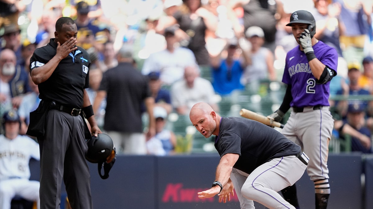 Rockies interim manager Warren Schaeffer goes ballistic after first career ejection