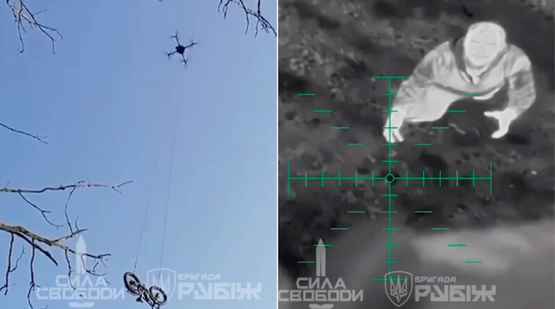 Drones were just used to drop a vehicle on the battlefield for a stranded soldier, Ukrainian brigade says