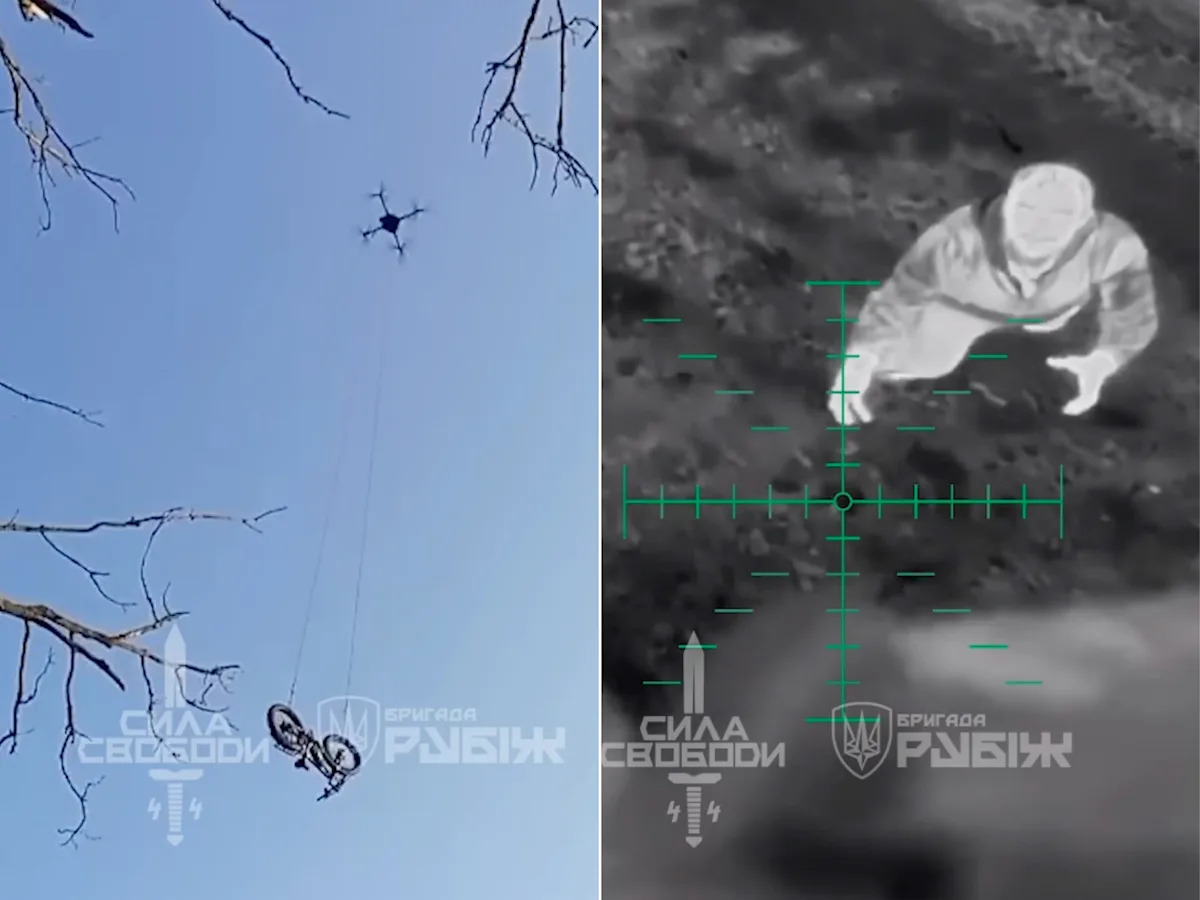 Drones were just used to drop a vehicle on the battlefield for a stranded soldier, Ukrainian brigade says