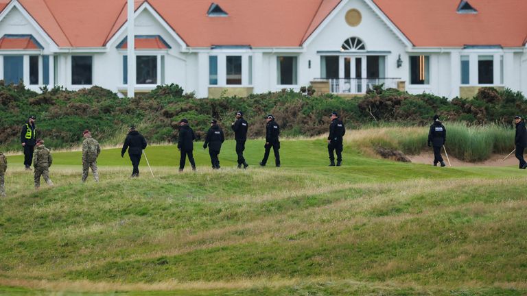 Huge security operation as Donald Trump tees off at his Scottish golf course