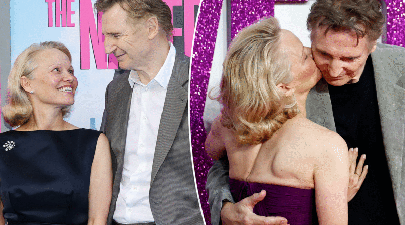 Pamela Anderson & Liam Neeson spark dating buzz at ‘Naked Gun’ premiere with their sons