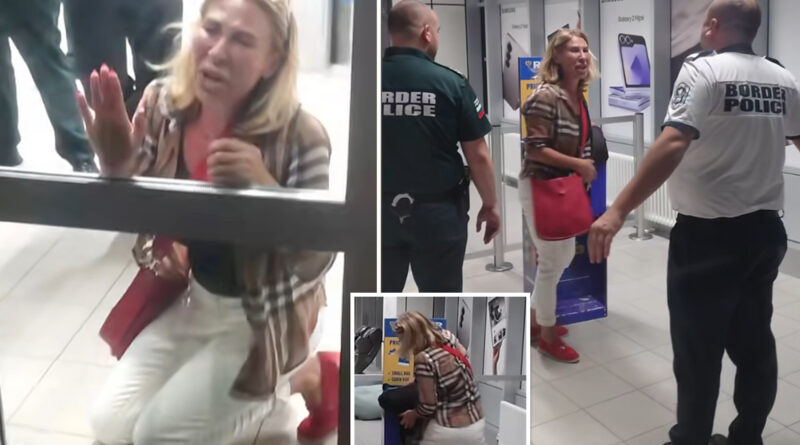 Ryanair passenger drops to her knees in tears after being denied boarding over large luggage