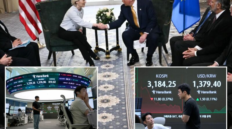 Stocks surge, euro steady after US-EU trade agreement