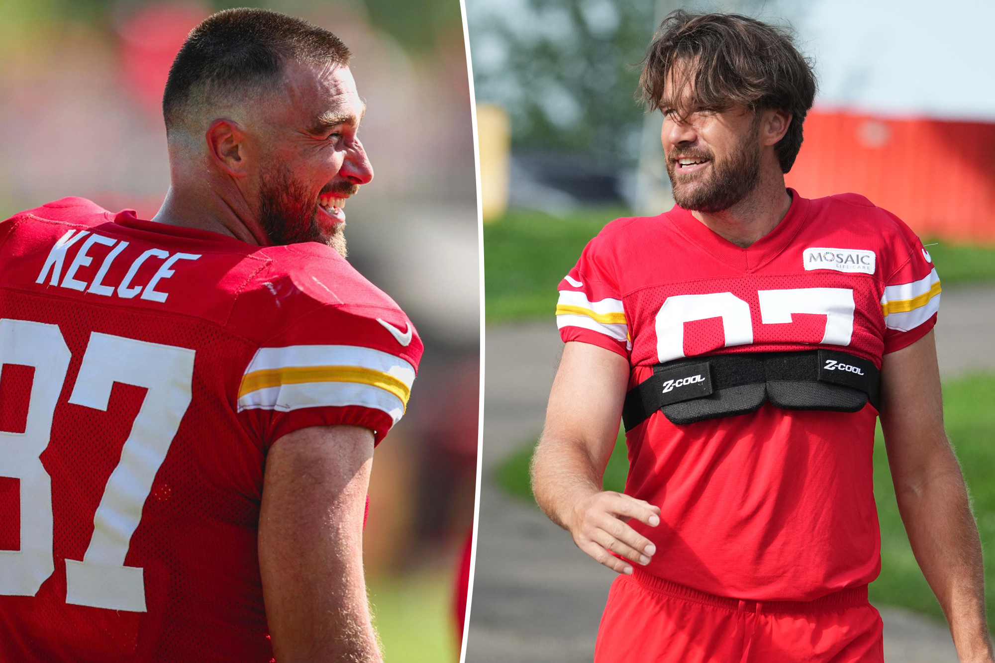 Travis Kelce debuts dramatic hair transformation at Chiefs training camp: ‘RIP the luscious locks’