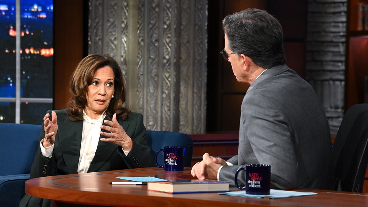 Kamala Harris refuses to say who’s leading Democratic Party when pressed by Colbert