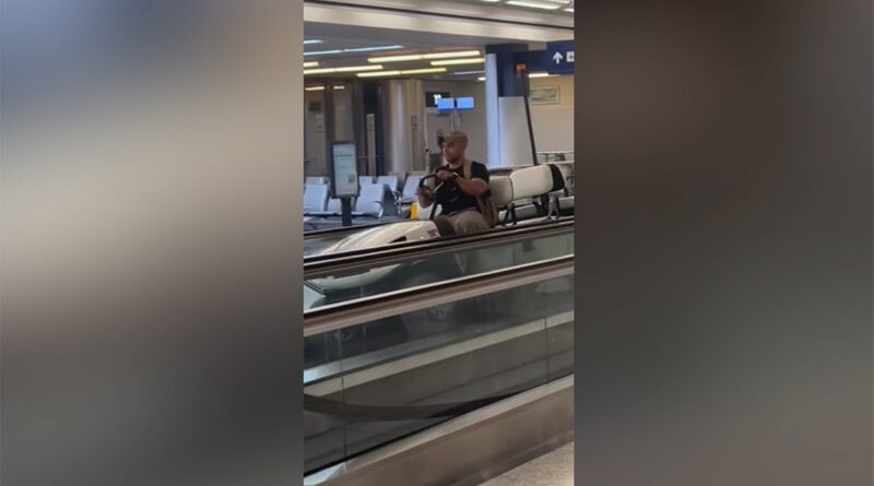 Viral video shows allegedly drunk man take airport golf cart on walkway joy ride